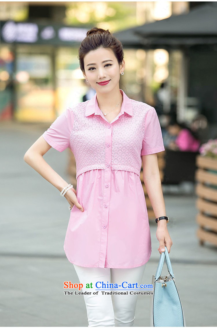 Li Ying summer hundreds of new stylish large short-sleeved blouses and Korean loose thick solid-colored shirt 