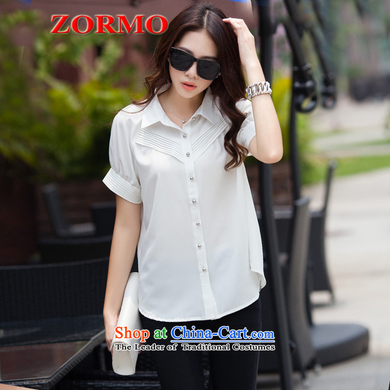 ?Maximum number of ladies ZORMO 200 catties thick mm to xl chiffon lace shirt stitching king lenient in his shirt-sleeves White?XL