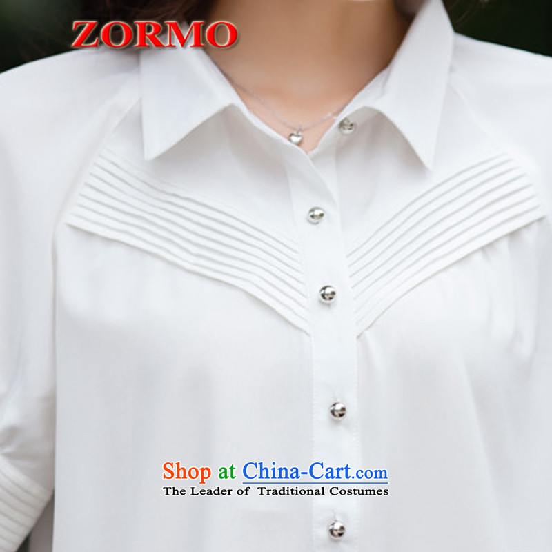 2015 Summer ZORMO new lace stitching to xl chiffon shirt thick mm under the liberal casual shirt, white 4XL,ZORMO,,, shopping on the Internet