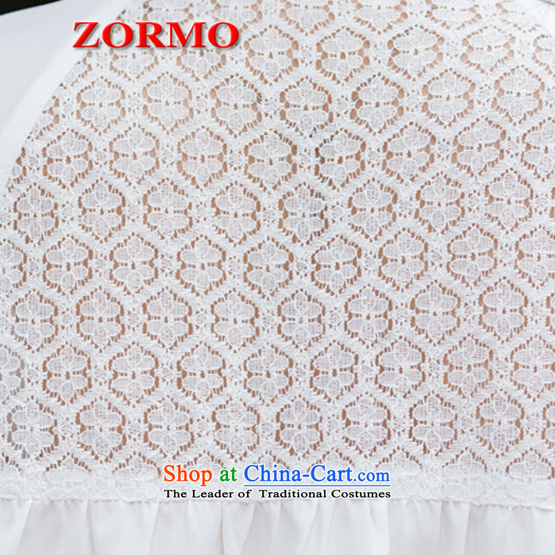 2015 Summer ZORMO new lace stitching to xl chiffon shirt thick mm under the liberal casual shirt, white 4XL,ZORMO,,, shopping on the Internet