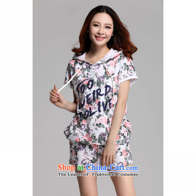 C.o.d. thick MM larger women 2015 Summer new Korean fashion loose stamp summer is a bat sleeves sweater leisure sports wear white 4XL, land still El Yi shopping on the Internet has been pressed.