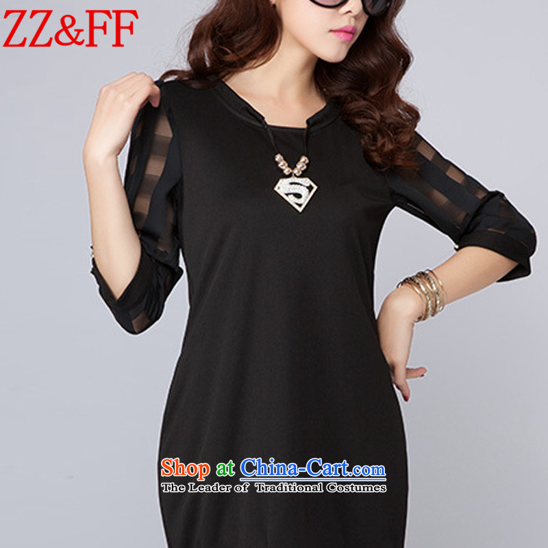 2015 Summer Zz&ff new larger female Pure Color 7 to the Cuff video thin dresses LYQ612 female black L,ZZ&FF,,, shopping on the Internet