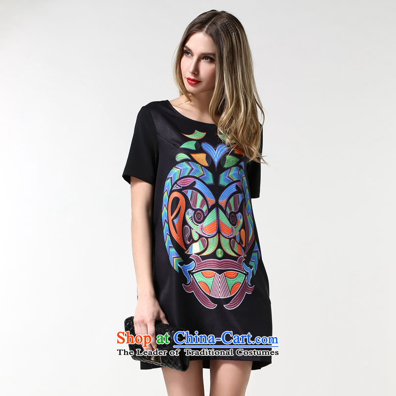 Elizabeth discipline New Europe and the 2015 Summer High-end boutique relaxd stylish large female masks stamp thick MM short-sleeved dresses 1890- black 4XL, discipline Windsor shopping on the Internet has been pressed.