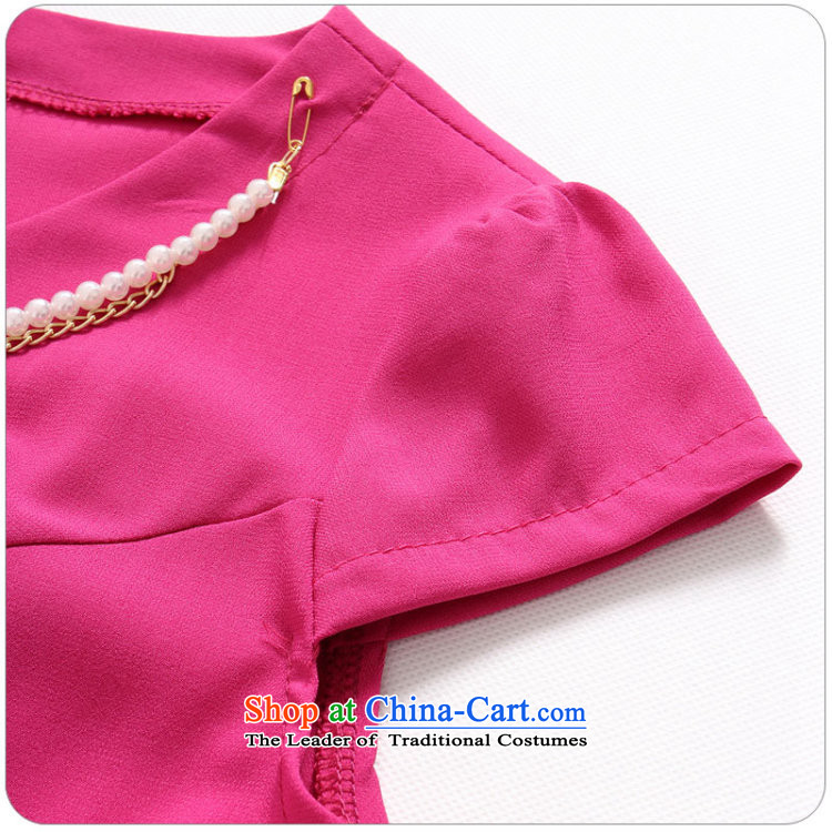 C.o.d. 2015 Summer new Korean fashion OL commuter attire elegant bead chain foutune round-neck collar short-sleeved sexy larger Fat MM dresses in red L picture, prices, brand platters! The elections are supplied in the national character of distribution, so action, buy now enjoy more preferential! As soon as possible.