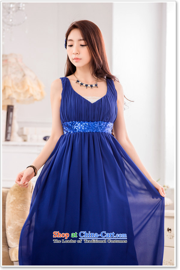 C.o.d. 2015 new Korean dress nail pearl stylish bare shoulders in the folds of extracting sense of large Fat MM THIN dresses Sau San video dresses blue 2XL Photo, prices, brand platters! The elections are supplied in the national character of distribution, so action, buy now enjoy more preferential! As soon as possible.