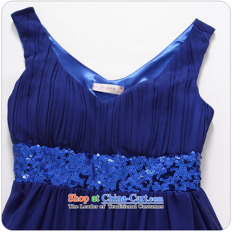 C.o.d. 2015 new Korean dress nail pearl stylish bare shoulders in the folds of extracting sense of large Fat MM THIN dresses Sau San video blue skirt 2XL, land still El Yi shopping on the Internet has been pressed.