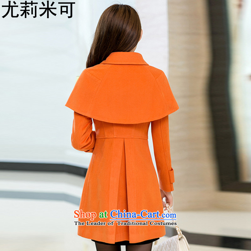 Julie M 2015 Autumn new larger female Korean version in the long hair of Sau San? jacket coat female 108-11 Orange S, Julie m , , , shopping on the Internet