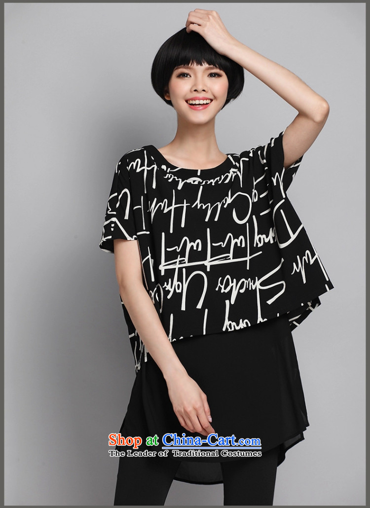 2015 Summer Zz&ff new larger women in long holidays two short-sleeved T-shirt chiffon TX8060 female black XXL picture, prices, brand platters! The elections are supplied in the national character of distribution, so action, buy now enjoy more preferential! As soon as possible.