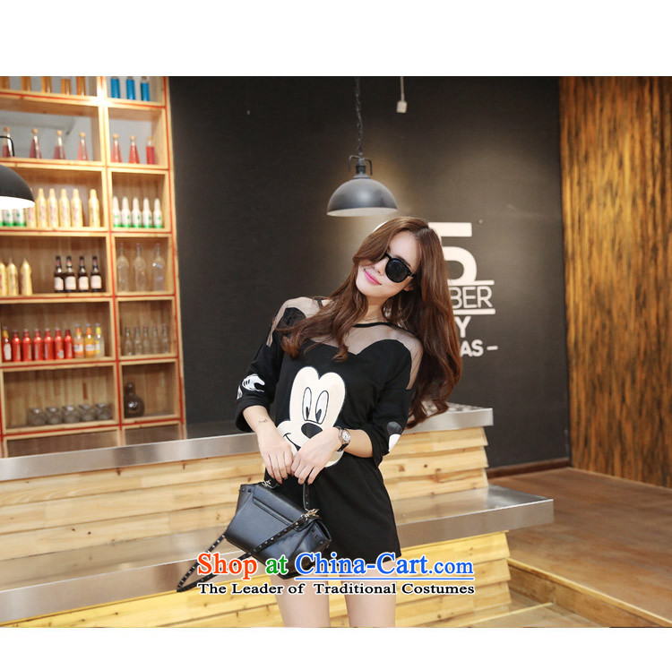 Install the latest Autumn 2015 Zz&ff) larger female thick sister cartoon series spell skirt stamp 200 catties loose gauze shirt, forming the Netherlands proposal 165-200 XXXL( black catty) Picture, prices, brand platters! The elections are supplied in the national character of distribution, so action, buy now enjoy more preferential! As soon as possible.