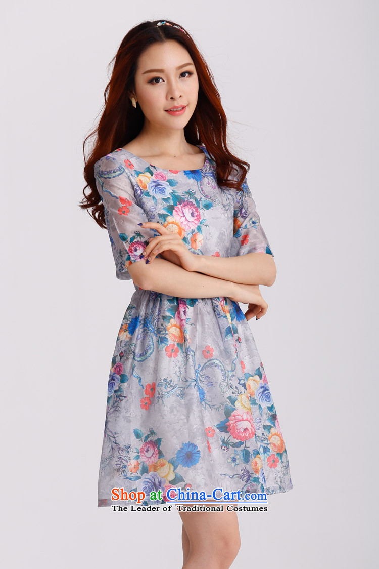 C.o.d. 2015 Summer new stylish casual temperament classic Korean large Fat MM Sau San fifth cuff OSCE root yarn stamp dress gray XL Photo, prices, brand platters! The elections are supplied in the national character of distribution, so action, buy now enjoy more preferential! As soon as possible.