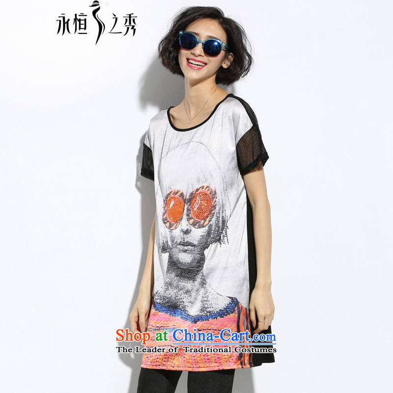 The Eternal Soo-to increase women's code 2015 Summer new Wild loose video thin digital printing map color T-shirt 4XL, eternal Soo , , , shopping on the Internet