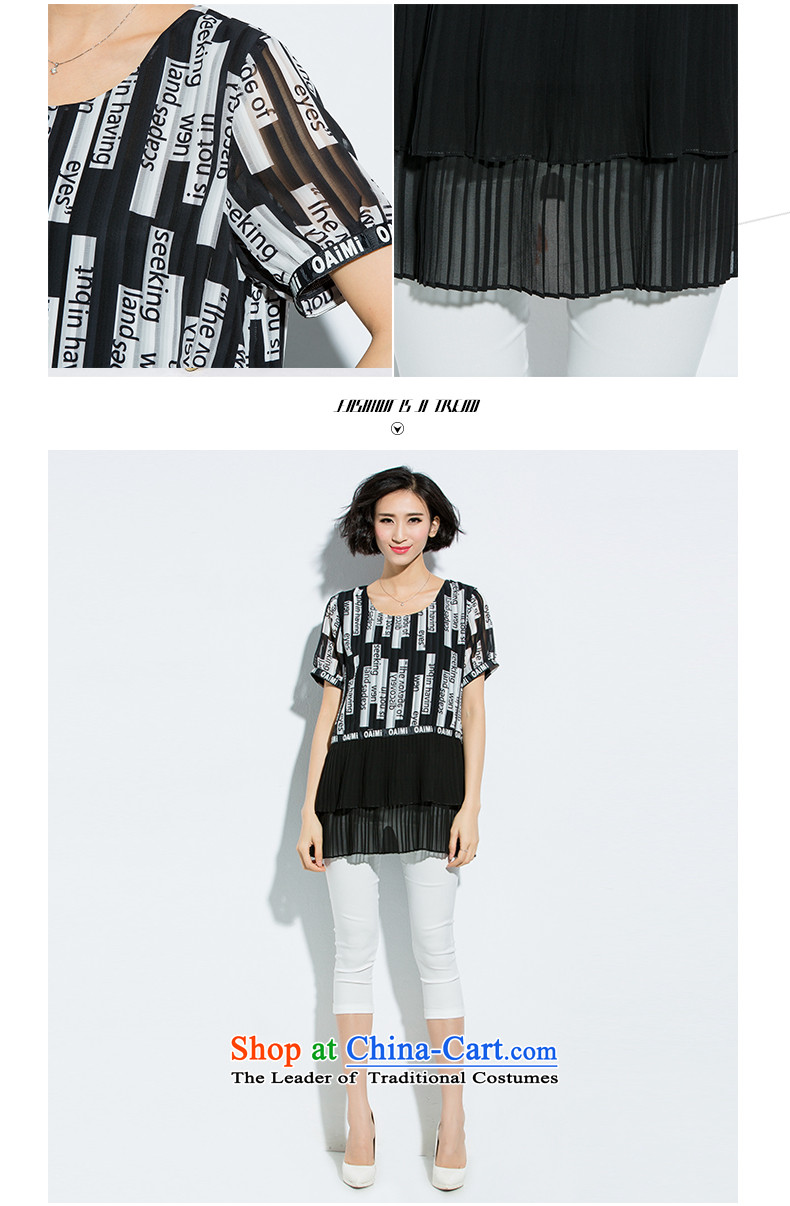 The Eternal Soo-to increase women's code 2015 Summer new Wild loose video thin letter stamp chiffon shirt black 3XL picture, prices, brand platters! The elections are supplied in the national character of distribution, so action, buy now enjoy more preferential! As soon as possible.