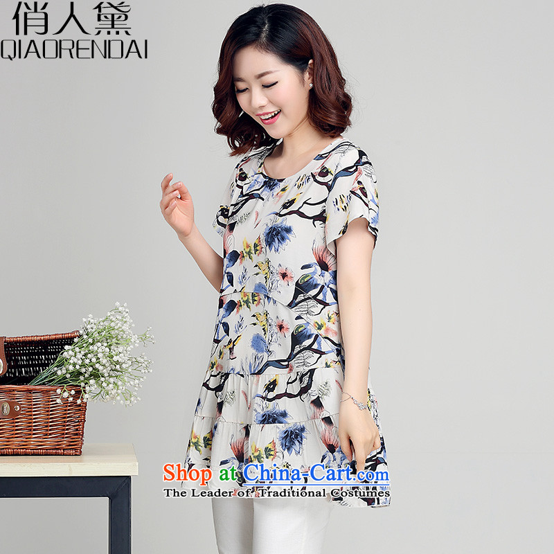 People are large Diana Lady's summer Korean version of stamp short-sleeved T-shirt female thick mm loose coat graphics skinny shirt, XL, is of magpies Doi (QIAORENDAI) , , , shopping on the Internet