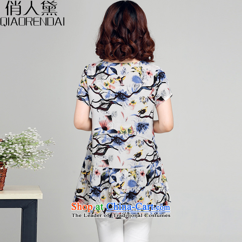 People are large Diana Lady's summer Korean version of stamp short-sleeved T-shirt female thick mm loose coat graphics skinny shirt, XL, is of magpies Doi (QIAORENDAI) , , , shopping on the Internet