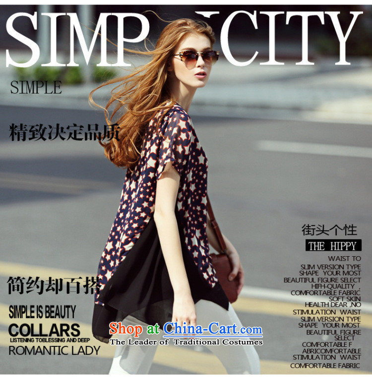 2015 summer morning to new to xl female Western liberal star pattern short-sleeved T-shirt thick mm color plane in the stitching long T-shirt chiffon stars stamp M for 100-110 catty) Picture, prices, brand platters! The elections are supplied in the national character of distribution, so action, buy now enjoy more preferential! As soon as possible.