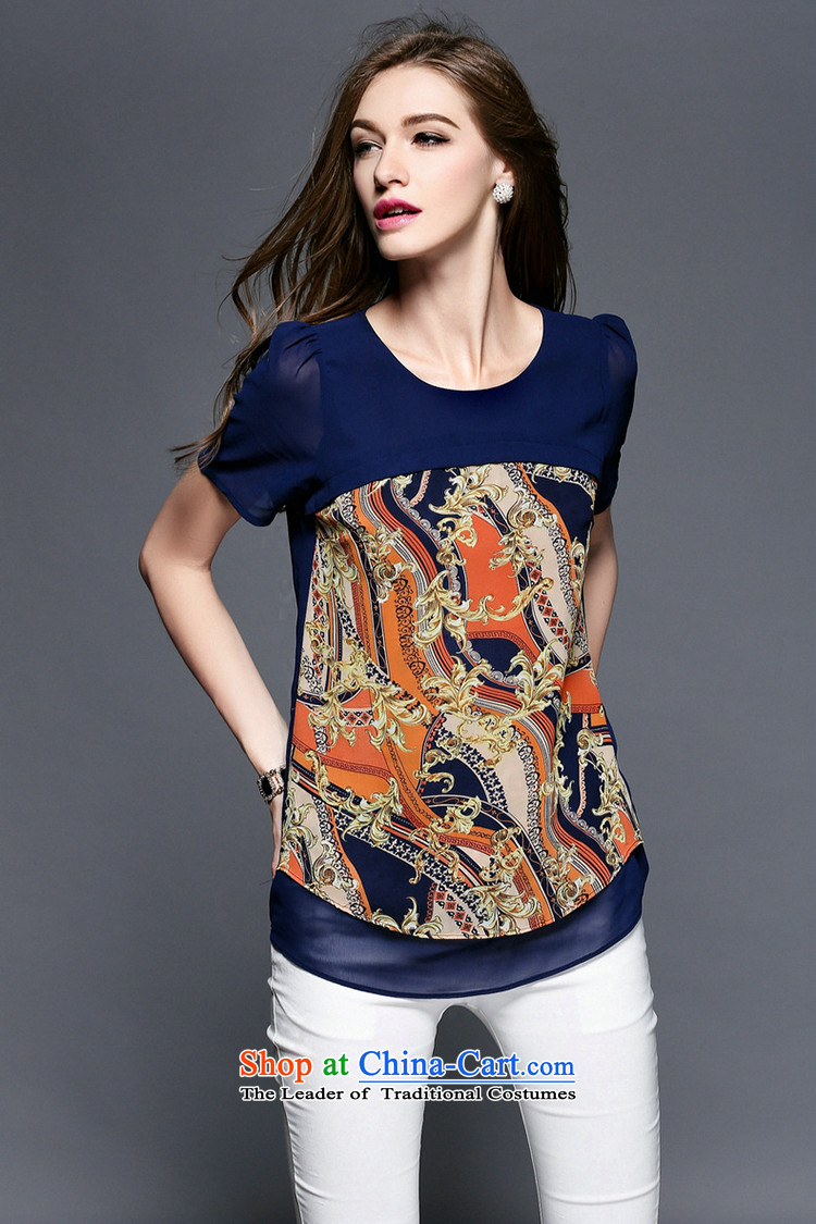 The Improving access by 2015 Women's large summer new stylish classic stamp video nets thin loose large short-sleeved T-shirt 3403 Blue XXL picture, prices, brand platters! The elections are supplied in the national character of distribution, so action, buy now enjoy more preferential! As soon as possible.
