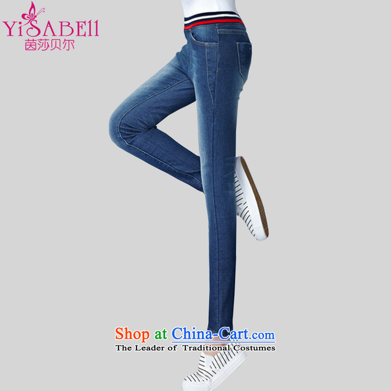 Athena Chu Isabel to xl Women Korean Color Display thin stretch knocked elastic band around his waist and gold plus lint-free thick warm jeans castor pencil trousers? 1341?Denim blue?2XL recommendations 135-150 catty