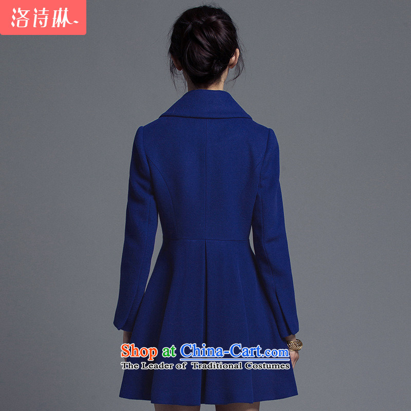 The poem Lin 2015 LUXLEAD autumn and winter new flat connection for long-sleeved double-A swing twill Shun Maomao? blue coat female deep poetry, L, rim (LUXLEAD) , , , shopping on the Internet