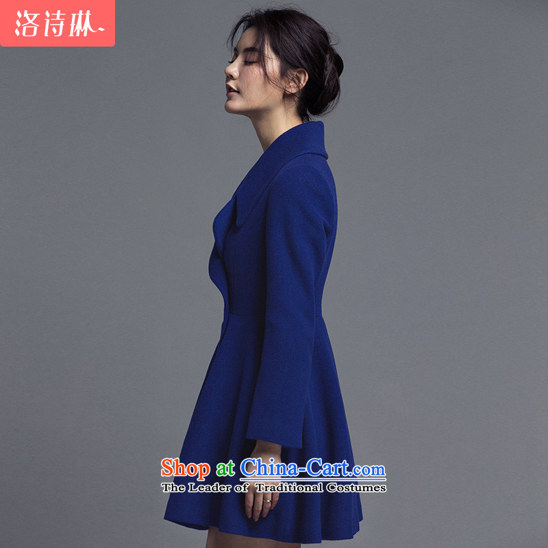 The poem Lin 2015 LUXLEAD autumn and winter new flat connection for long-sleeved double-A swing twill Shun Maomao? blue coat female deep poetry, L, rim (LUXLEAD) , , , shopping on the Internet