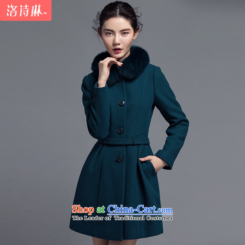 The poem Lin2015 LUXLEAD autumn and winter gross receipts of New Small type A in the waist long coats of lint? female Paock GreenM