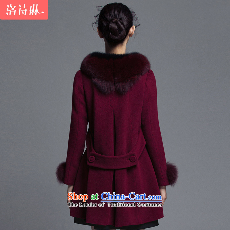 The poem Lin 2015 LUXLEAD autumn and winter new fox gross for long-sleeved type A in the long coats of lint? female wine red S poem of RIM (LUXLEAD) , , , shopping on the Internet