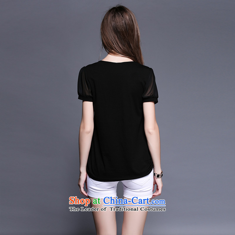 The 2015 Summer Dream Connie New Europe and the large women to increase expertise mm peacock stamp graphics thin short-sleeved T-shirt y3412 black XXXL, T-shirt girl of her dream , , , shopping on the Internet