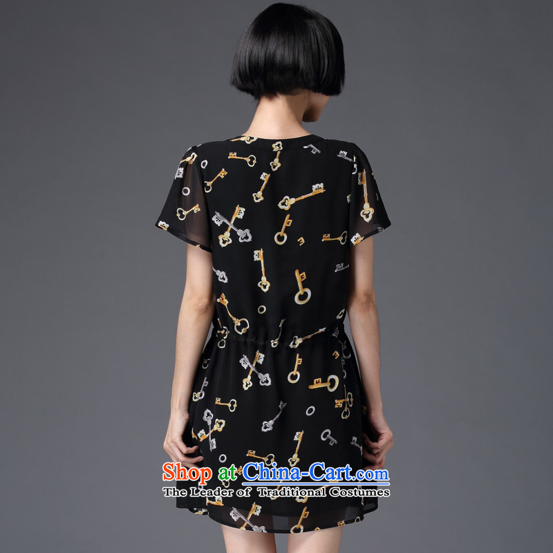 Overgrown Tomb economy honey silk extra women for summer to intensify the thick sister short-sleeved tether video thin ice woven dresses thin black large number 2916 4XL 175 around 922.747, Overgrown Tomb Economy (MENTIMISI honey) , , , shopping on the In