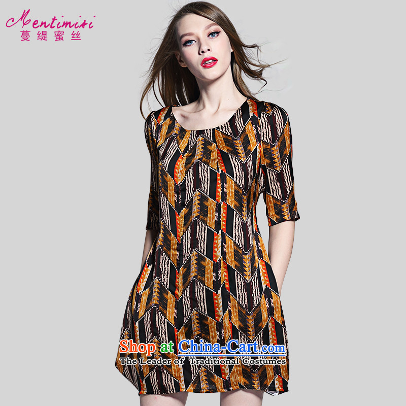 Golden Harvest large population honey economy women for summer to intensify the stylish graphics thin dress?code 2107 Yellow large 4XL around 922.747 175