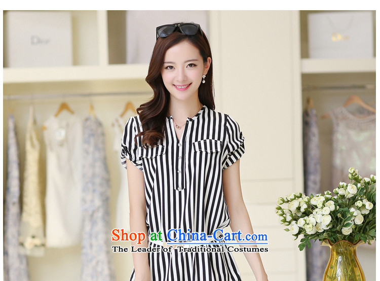 2015 Summer Zz&ff new larger female streaks short-sleeved shirt shirt Sau San chiffon shirt female CS8812 BLUE L picture, prices, brand platters! The elections are supplied in the national character of distribution, so action, buy now enjoy more preferential! As soon as possible.