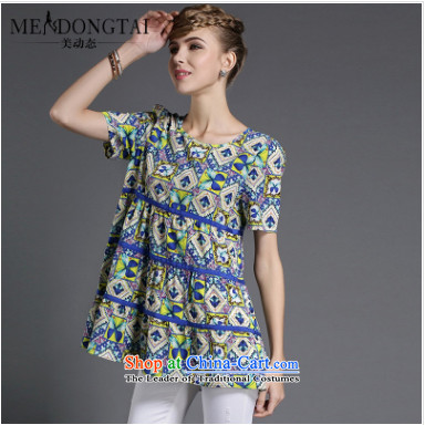 2015 Summer Zz&ff new larger female decorated seen wearing short-sleeved stamp saika chiffon shirt female XFS8638  XXXXL map color pictures, prices, brand platters! The elections are supplied in the national character of distribution, so action, buy now enjoy more preferential! As soon as possible.