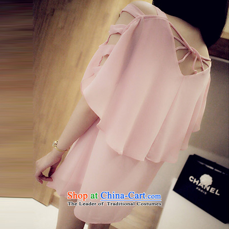 Create the largest number billion women thick MM Summer 2015 new chiffon shirt Korean version thin thick sister suits skirts pink XXXXL, billion gymnastics shopping on the Internet has been pressed.