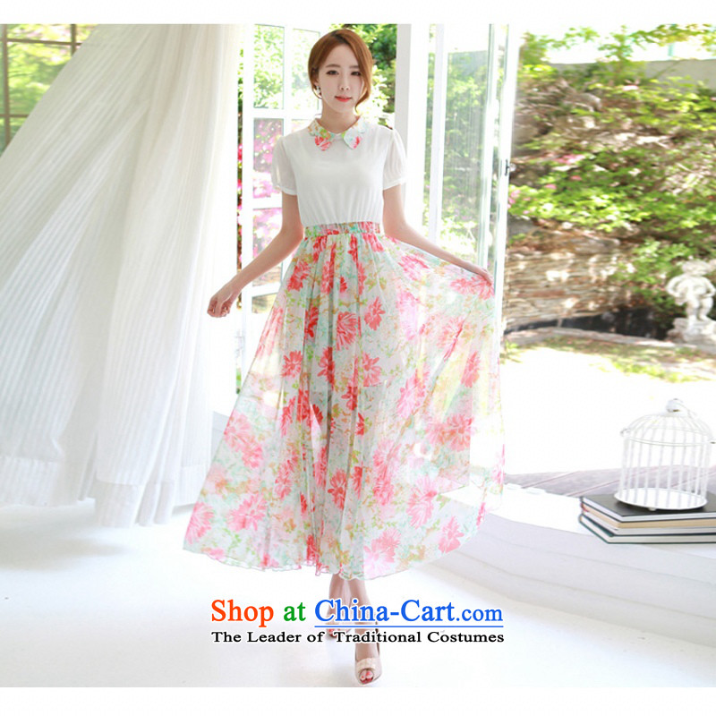 C.o.d. 2015 Summer Korean New larger Fat MM butterfly for Sun Flower stamp chiffon sleek Foutune of Sau San video thin ice blue skirt M'Yi Sang land has been pressed shopping on the Internet
