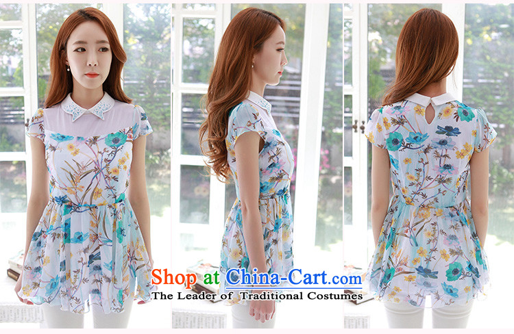 C.o.d. 2015 Summer new Korean large stylish thick MM Sau San 3D digital inkjet printing chiffon graphics skinny shirt wild blue T-shirt XL Photo, prices, brand platters! The elections are supplied in the national character of distribution, so action, buy now enjoy more preferential! As soon as possible.