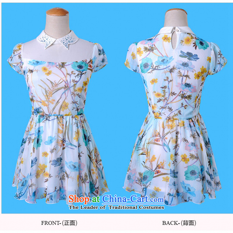 C.o.d. 2015 Summer new Korean large stylish thick MM Sau San 3D digital inkjet printing chiffon graphics skinny shirt wild blue T-shirt , yet, XL, Yi , , , shopping on the Internet