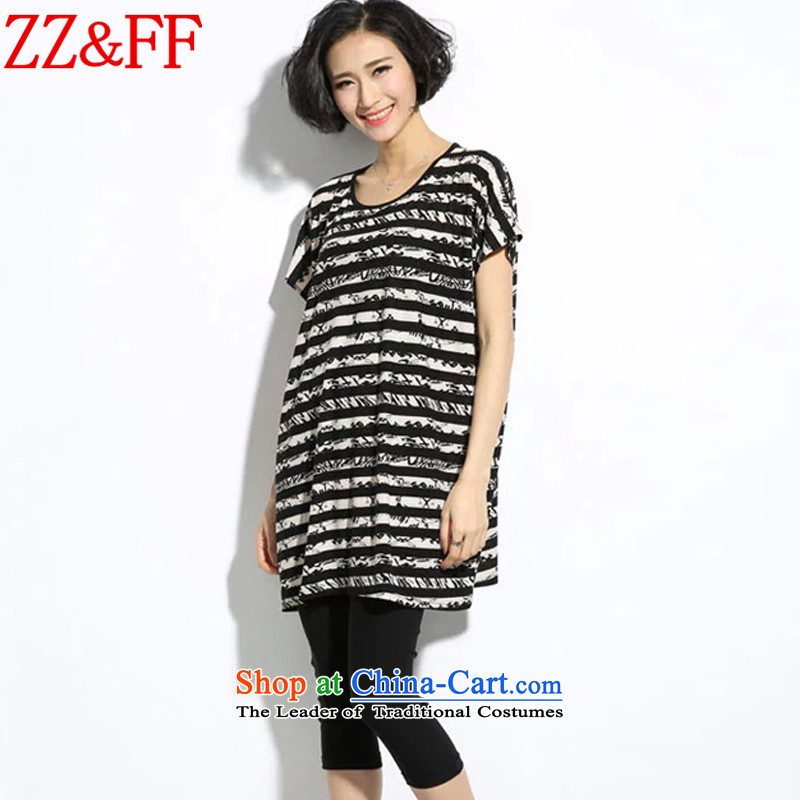 2015 Summer Zz&ff new large decorated as streaks female short-sleeved T-shirt DX8064 female black XXL,ZZ&FF,,, shopping on the Internet