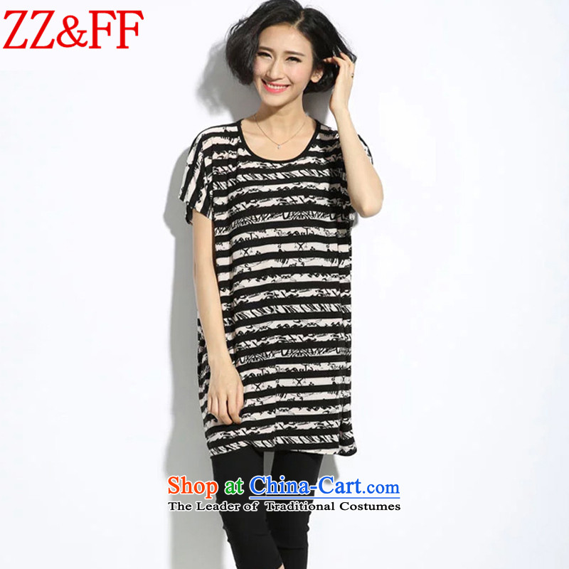 2015 Summer Zz&ff new large decorated as streaks female short-sleeved T-shirt DX8064 female black XXL,ZZ&FF,,, shopping on the Internet