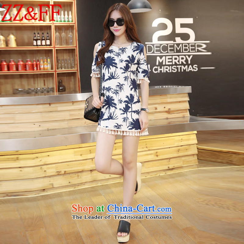 2015 Summer Zz_ff new larger female stamp, linen_cotton loose thick MM femaleLYQ5162 dressesXXXL Suit