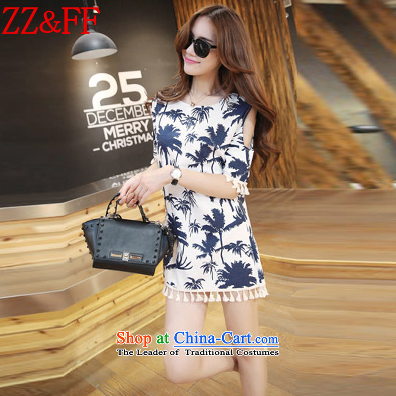 2015 Summer Zz&ff new larger female stamp, linen/cotton loose thick MM female LYQ5162 skirt suits XXXL,ZZ&FF,,, shopping on the Internet