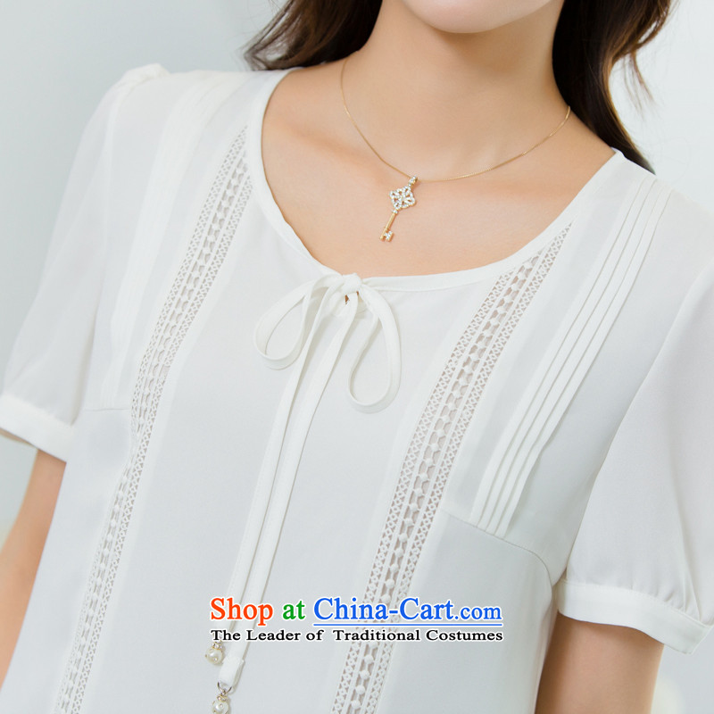 The interpolator auspicious 2015 to increase the number of women with new summer thick mm video thin short-sleeved T-shirt chiffon shirt relaxd casual women jacket X5551 3XL, white rattled auspicious shopping on the Internet has been pressed.