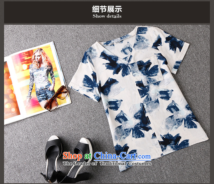 Rui Mei to 2015 to increase the number of women with new summer thick mm loose video thin ink stamp short-sleeved T-shirt V-neck shirt Y1235 cotton linen suit L picture, prices, brand platters! The elections are supplied in the national character of distribution, so action, buy now enjoy more preferential! As soon as possible.