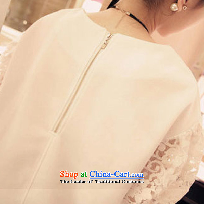 Create the new 2015 billion, Korean women xl thick mm summer video thin loose clothes lace, long, short-sleeved T-shirt female white XXXL, billion gymnastics shopping on the Internet has been pressed.