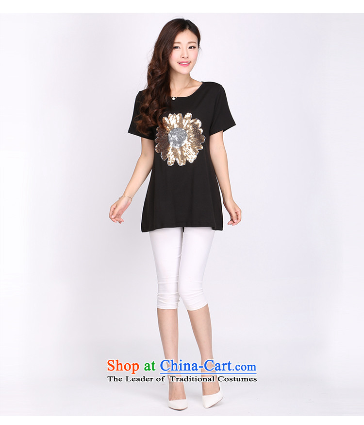 Shani flower, thick MM2015 summer, new short-sleeved T-shirt, light stamp solid color T-shirt Korean version of large numbers of ladies black 3XL 2,215 pictures, prices, brand platters! The elections are supplied in the national character of distribution, so action, buy now enjoy more preferential! As soon as possible.