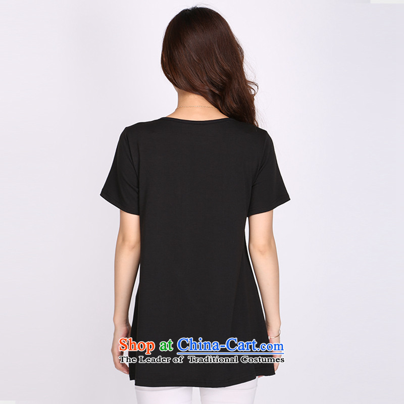 Shani flower, thick MM2015 summer, new short-sleeved T-shirt, light stamp solid color T-shirt Korean version of large numbers of ladies black 3XL, 2,215 Shani flower sogni (D'oro) , , , shopping on the Internet
