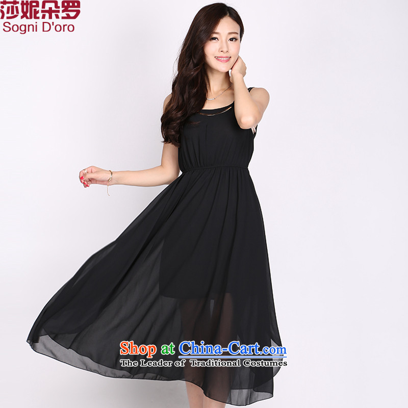 Luo Shani flower code women 2015 chiffon summer long Sau San video thin dresses female summer temperament long skirt?3XL 2211 Black