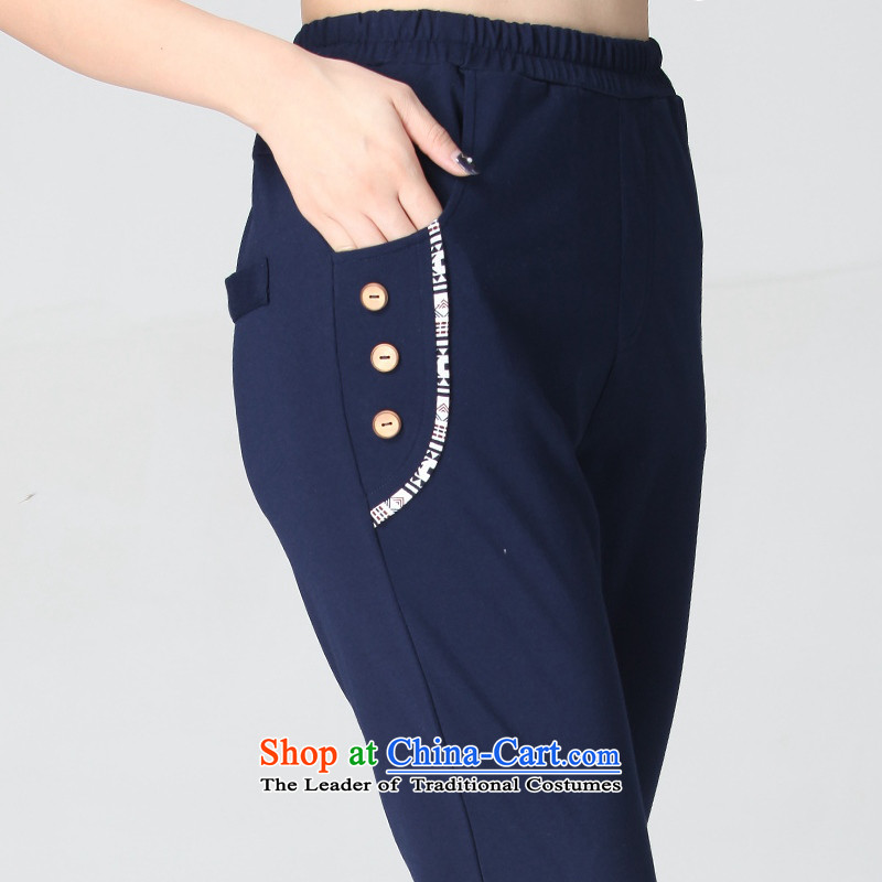 C.o.d. larger women 2015 Spring/Summer new Korean fashion centers of large size MM Stretch trousers video thin wild casual pants 9 blue trousers 6XL, land still El Yi shopping on the Internet has been pressed.