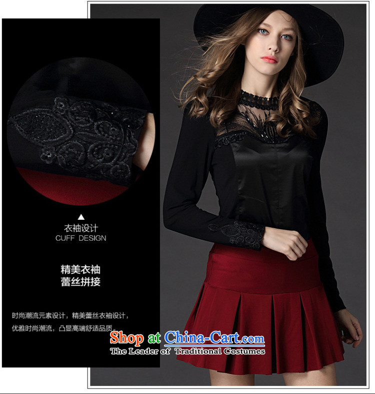 Morning to 2015 autumn and winter large female new western chain link fence stitching heavy industry large black long-sleeved shirt with warm, forming the thick black T-shirt, lint-free 5XL( recommendations 180-200 catties) Picture, prices, brand platters! The elections are supplied in the national character of distribution, so action, buy now enjoy more preferential! As soon as possible.