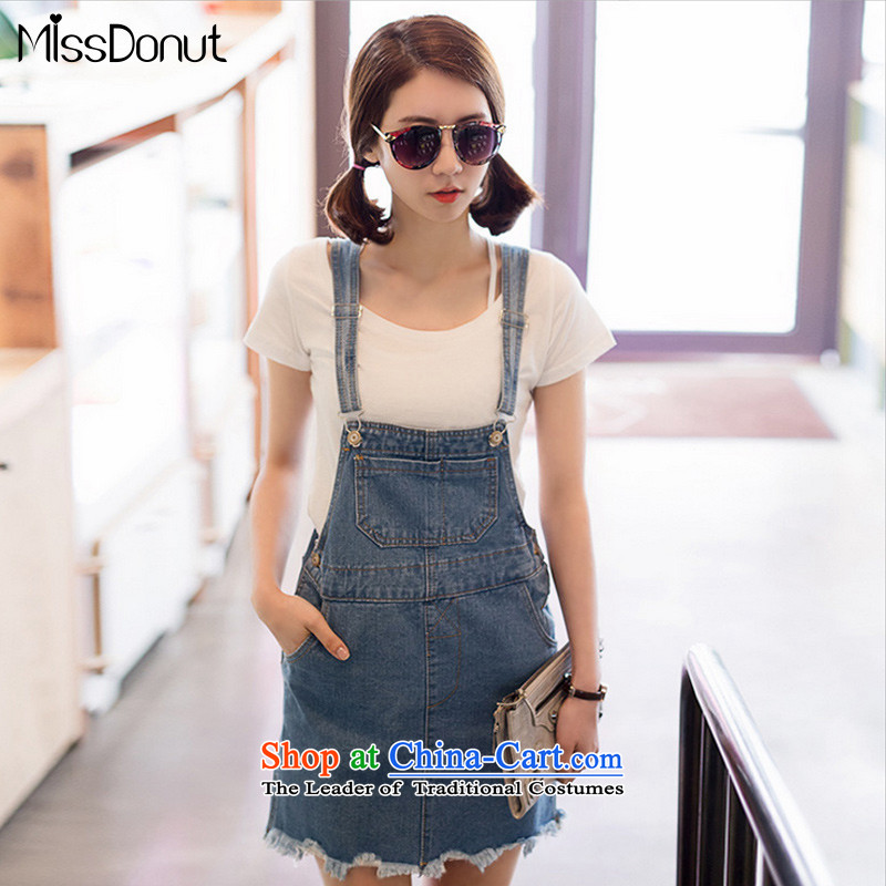 To increase the number missdonut Women's Summer thick sister graphics, Korean relaxd thin thick mm dresses 200 catties jeans back with large blue skirt 3XL code