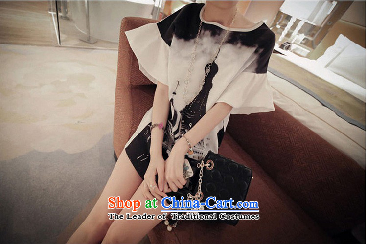 Billion by 2015 summer create new Korean women's large loose stamp. Made from short-sleeved long chiffon dresses summer female white M picture, prices, brand platters! The elections are supplied in the national character of distribution, so action, buy now enjoy more preferential! As soon as possible.