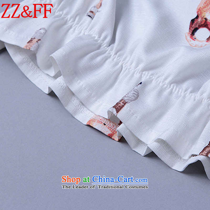 The new summer 2015 Zz&ff larger female decorated seen wearing short-sleeved cotton linen package TZ246 female white XXXXL,ZZ&FF,,, shopping on the Internet