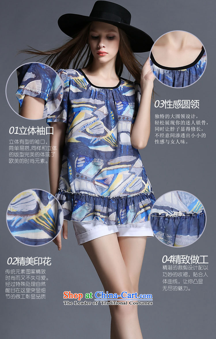 Improving access of 2015 Summer new larger female personality with T-shirt video stamp crowsfoot thin short-sleeved T-shirt with round collar  XXXXL color pictures picture 1932, prices, brand platters! The elections are supplied in the national character of distribution, so action, buy now enjoy more preferential! As soon as possible.